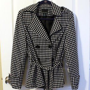 Cynthia Rowley Houndstooth Peacoat with Tie Waist